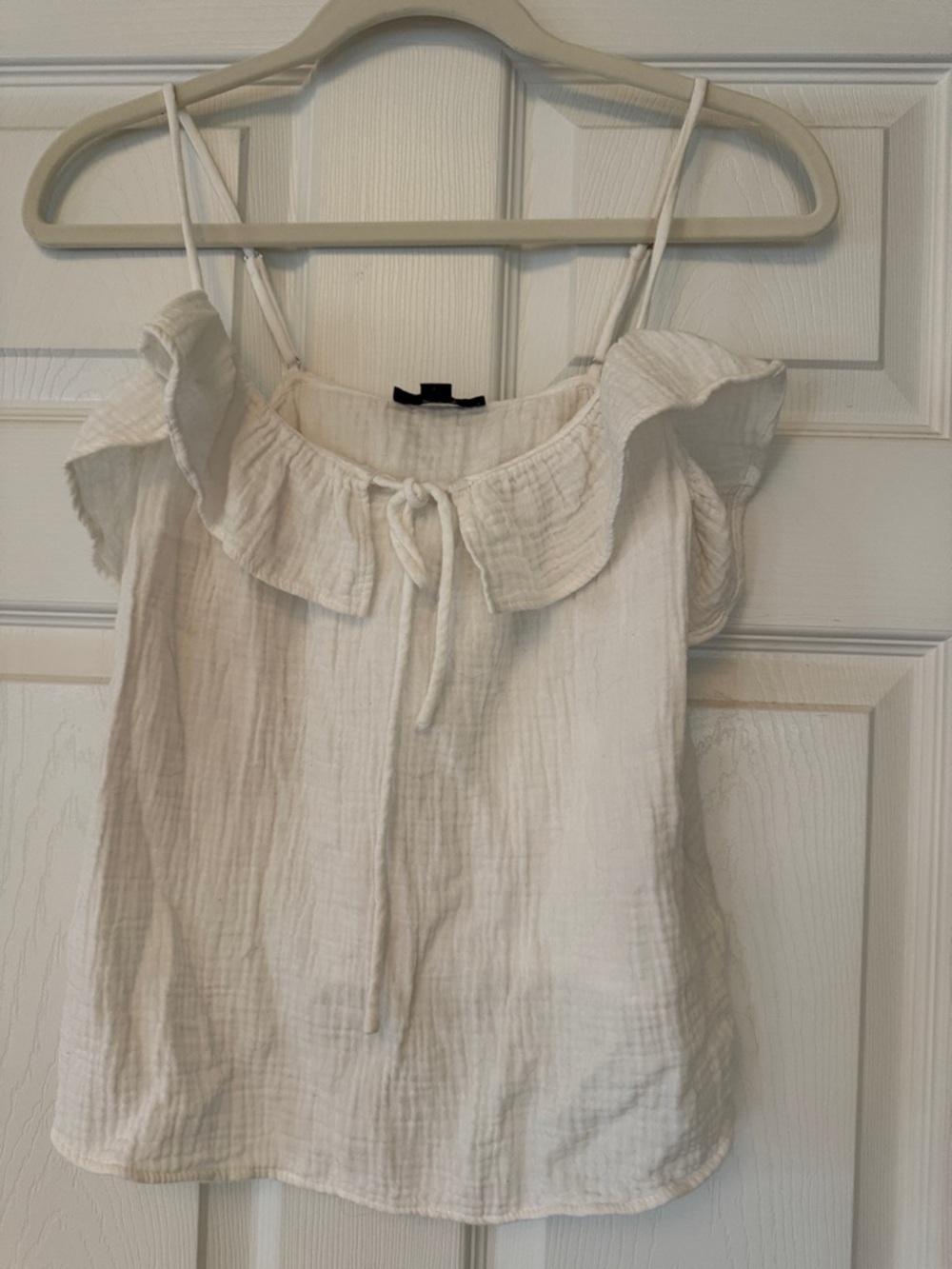 J. Crew Cream Ruffle Tie-Front Camisole